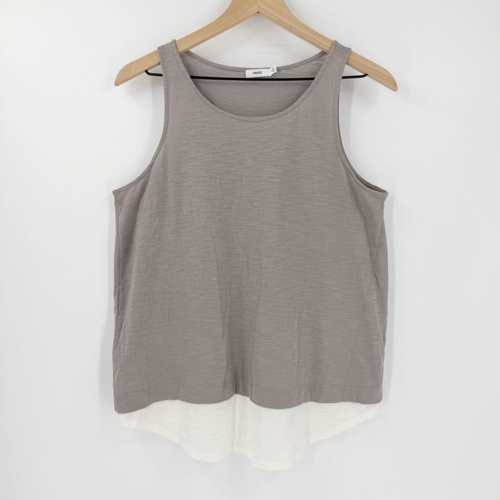 Vince 100% Cotton Two Tone Gray Tank Top M Minimalist Modern Basic Layer